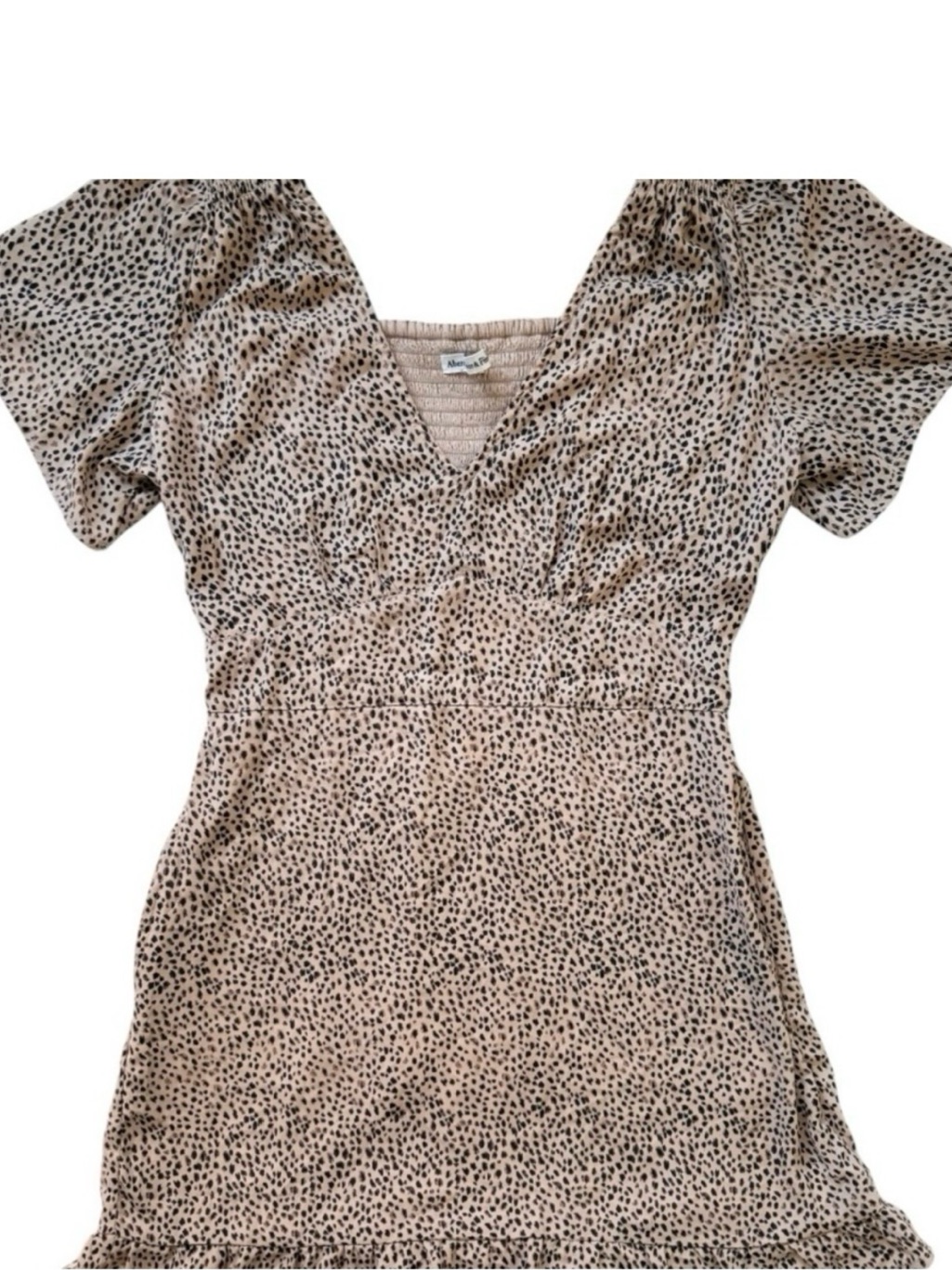 Abercrombie & Fitch Dress Womens Flowy Short Sleeve Dress Cheetah Print Pockets